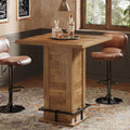 Tribesigns 39.4" H Square Bar Table, Industrial High Top Bistro Pub Cocktail Table with Metal Footrest for Kitchen Nook, Home Bar, Small Bars, Rustic Brown (Table Only)