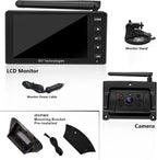 Backup Camera ProAuto iRVCM1 Wireless Rear Camera 5" Monitor and IP66 Waterproof Camera Auto Pairing Infrared Night Version 120°Angle Rear View Reverse Camera with Astern Indicator Line for Car  RV