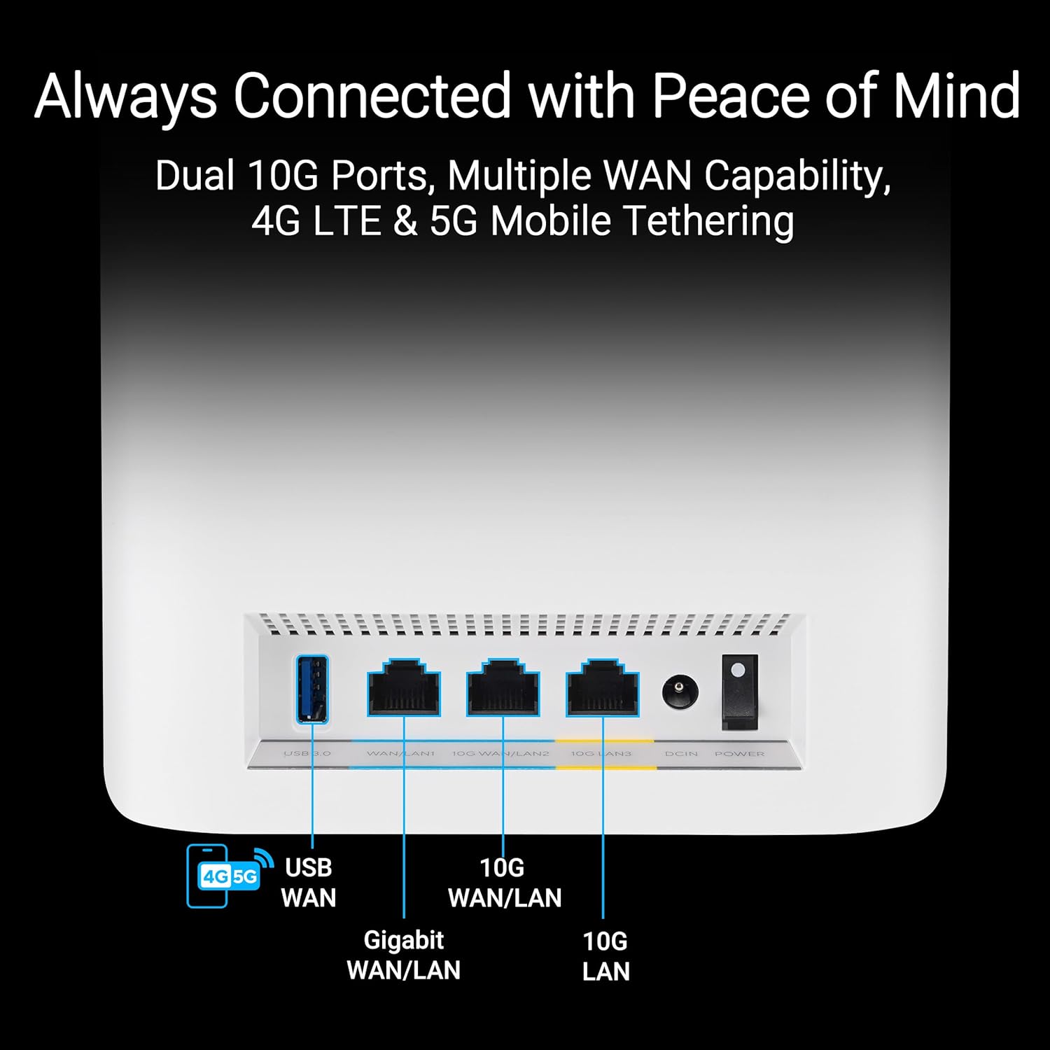 ASUS ZenWiFi BT10 Tri-Band WiFi 7 Mesh  18 Gbps  3000 sq.ft (1pk)  Dual 10G Ports  Security and Parental Controls Included  Smart Home Master SSIDs  4G & 5G Mobile Tethering