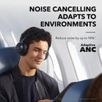 Soundcore by Anker, Space One, Active Noise Cancelling Headphones, 2X Stronger Voice Reduction, 40H ANC Playtime, App Control, LDAC Hi-Res Wireless Audio, Comfortable Fit, Clear Calls, Bluetooth 5.3