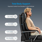 M76 160° Reclining Office Chair with Footrest, 10" Thick Cloud Cushion Executive Desk Chair, Extra Wide Cross-Legged Ergonomic Chair for Big and Tall, Adjustable Seat Depth, Easy Assembly, Black