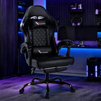 Gaming Chair for Adults, Computer Chair with Footrest and Pocket Spring Cushion,Comfortable Ergonomic Video Game Chair with Lumbar Support and Headrest for Office Home (Black)