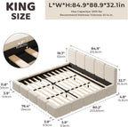 RECCI Cloud King Upholstered Platform Bed Frame, Low Profile Grounded Design with Plush Headboard & Footboard, Wood Slat Support, Noise-Free, No Box Spring Required, Beige