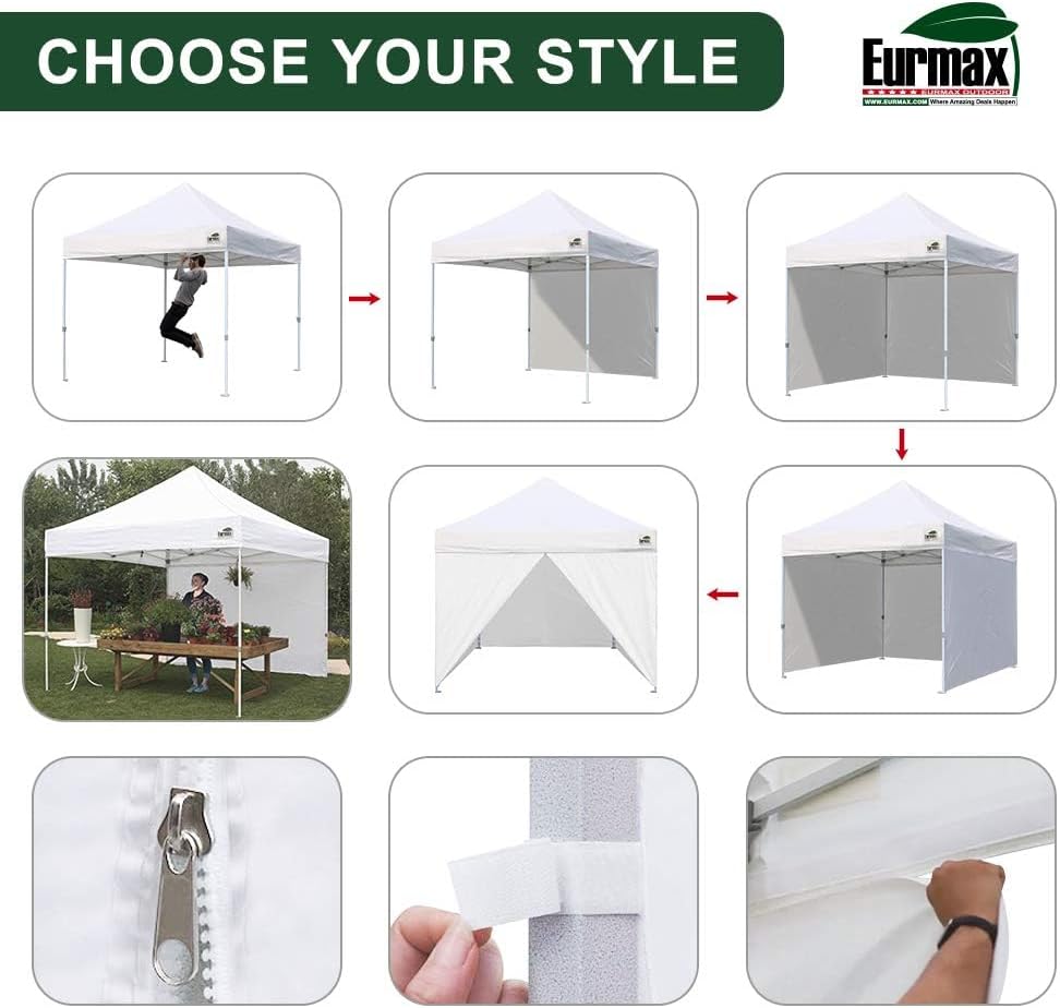 Eurmax USA 10 x 10 Pop up Canopy Commercial Tent Outdoor Instant Canopies Party Shelter with 4 Full Zippered Walls and Roller Bag Bonus Sand Bags(Red)