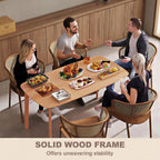 HOMCOM Solid Wood Dining Table for 6 People, 59" Long Rustic Rectangular Kitchen Table with Large Tabletop for Dining Room, Natural