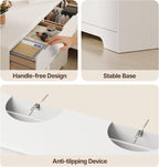 Gizoon 8 Drawer Dresser, 47" Wide White Dresser for Bedroom with Cut-Out Handles, Modern Wooden Chest of Drawers with Anti-Tip Kit, for Living Room, Hallway, Entryway, Home Office