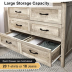 4PCS Farmhouse Dresser Set, Dresser and Nightstand Sets, Rustic Wooden Dresser Set. Including 6 Drawer Dresser & 4 Drawer Dresser & 2 Drawer Nightstand Set of 2 with USB. Light Rustic Oak