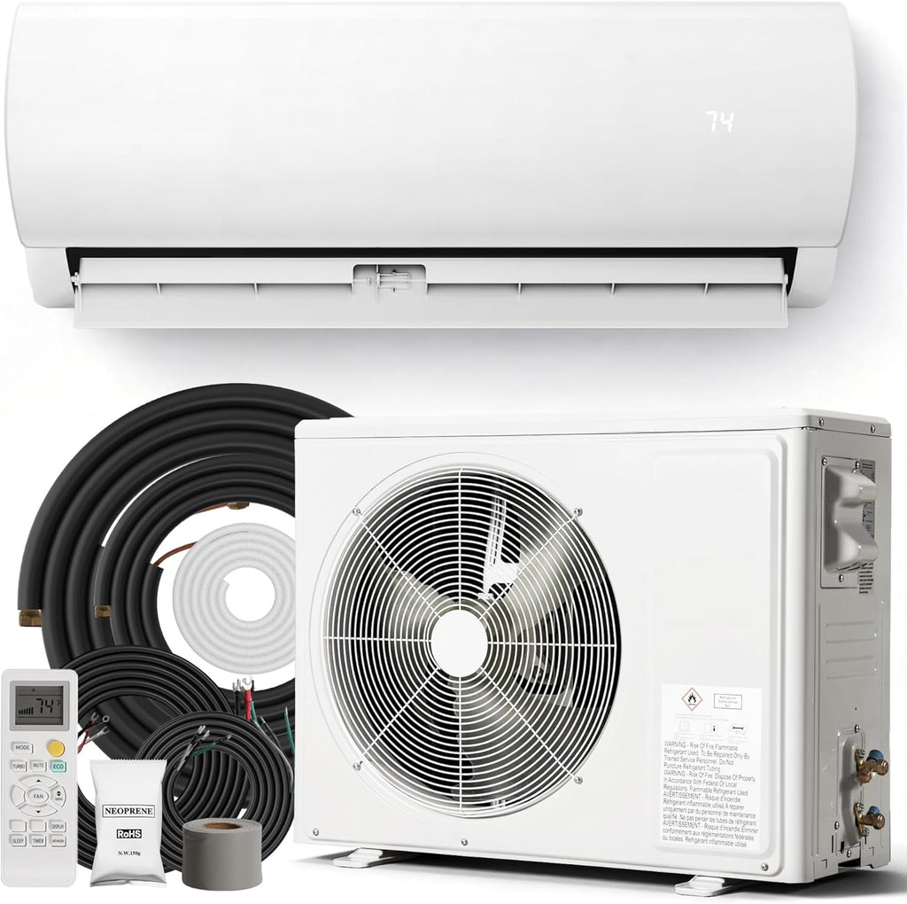 Tehanld Mini Split Ac/Heating System - 12000 BTU Mini Split Air Conditioner with Heat Pump, 19 SEER2 115V Energy Efficient AC Unit Up to 750 Sq.Ft, Complete Installation Kit