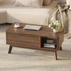 Wood Lift Top Coffee Table with Hidden Compartment and Large Storage Shelf, Lift Tabletop Dining Center Table for Home Living Room Office,Walnut