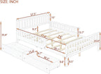 Merax Full Bed Frame with Storage Drawers and Safety Guardrails on Both Sides, Wood Platform Bed & Headboard and Footboard for Kids, Boys, Gilrls, Solid Slats Support, No Box Spring Needed, Gray