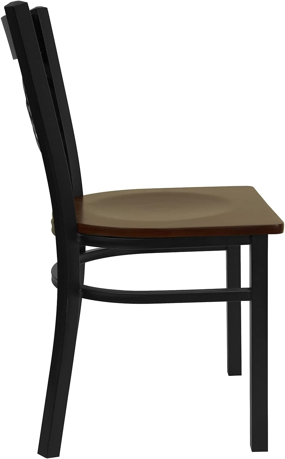 Flash Furniture 2 Pack HERCULES Series Black ''X'' Back Metal Restaurant Chair - Mahogany Wood Seat