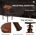Topower 5 Piece Pub bar Set Industrial bar Table and PU Leather Seat Stools for 4, Height Adjustable Pub Table and stools Match bar Height and Counter Stool Red Bronze(1 Table + 4 Chairs)