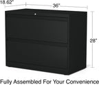 STAPLES 870395 Branded Commercial 36-Inch Wide 2-Drawer Lateral File Cabinet Black