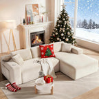 108” Cloud Sectional Couch, Modern Modular Sectional Sofa with Deep Seat, Corduroy Boneless Couches with Chaise, L-Shaped Sofa for Living Room, 4 Storage Pockets (Right Facing Chaise, Beige)