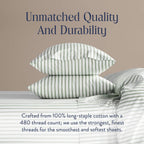 Brooklinen Luxury Sateen Duvet Cover - 100% Cotton, Twin/Twin XL Size in Green Tandem Stripe with Extra-Long Corner Ties and Button Closure - Best Twin/Twin XL Duvet Covers
