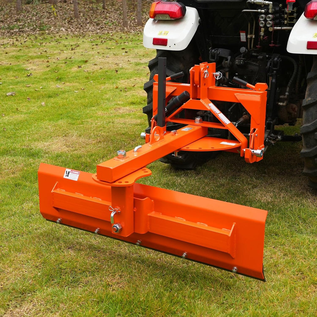60" 6-Way Adjustable Tractor Rear Blade 3-Point Hitch Attachment - 25.6" Offset & ±45° Angle  Cat.1  20-45HP  RB60S