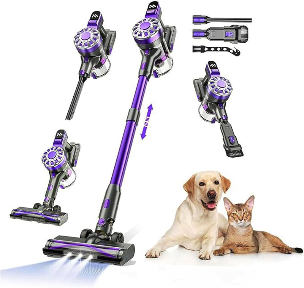 Cordless Vacuum Cleaner for Home,Lightweight Stick Vacuum Cordless Rechargeable with Power Suction, Up to 35 Mins Runtime, Hardwood Floor Vacuum for Pet Hair,Carpets,Tile(Black)