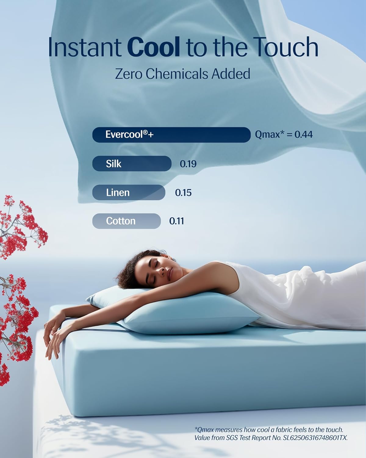 REST® Evercool®+ Cooling Sheet Set, Cali King Size, Light Blue, Breathable Bed Sheets for Hot Sleeper and Night Sweats, with Pillowcases, with Ionic+ Self-Cleaning Silver Yarn for Sensitive Skin, 4PCS