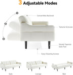 80'' Futon Sofa Bed,Faux Leather Futon Sleeper Sofa, Convertible Loveseat with Adjustable Sofa Backrest,Modern Couches for Living Room, Bedroom, Apartment, Office (Beige)