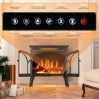 R.W.FLAME Electric Fireplace Heater 25" with Remote Control, Cathedral Stylish, Different Flame Effects and Log Set Colors, Adjustable Brightness and Heating Mode, Overheating Safe Design