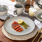 GBHOME Dinnerware Sets for 6, 24 Pieces Stoneware Plates and Bowls Set with Reactive Glaze, Scratch Resistant Stoneware Dishes Set, Dishwasher & Microwave Safe