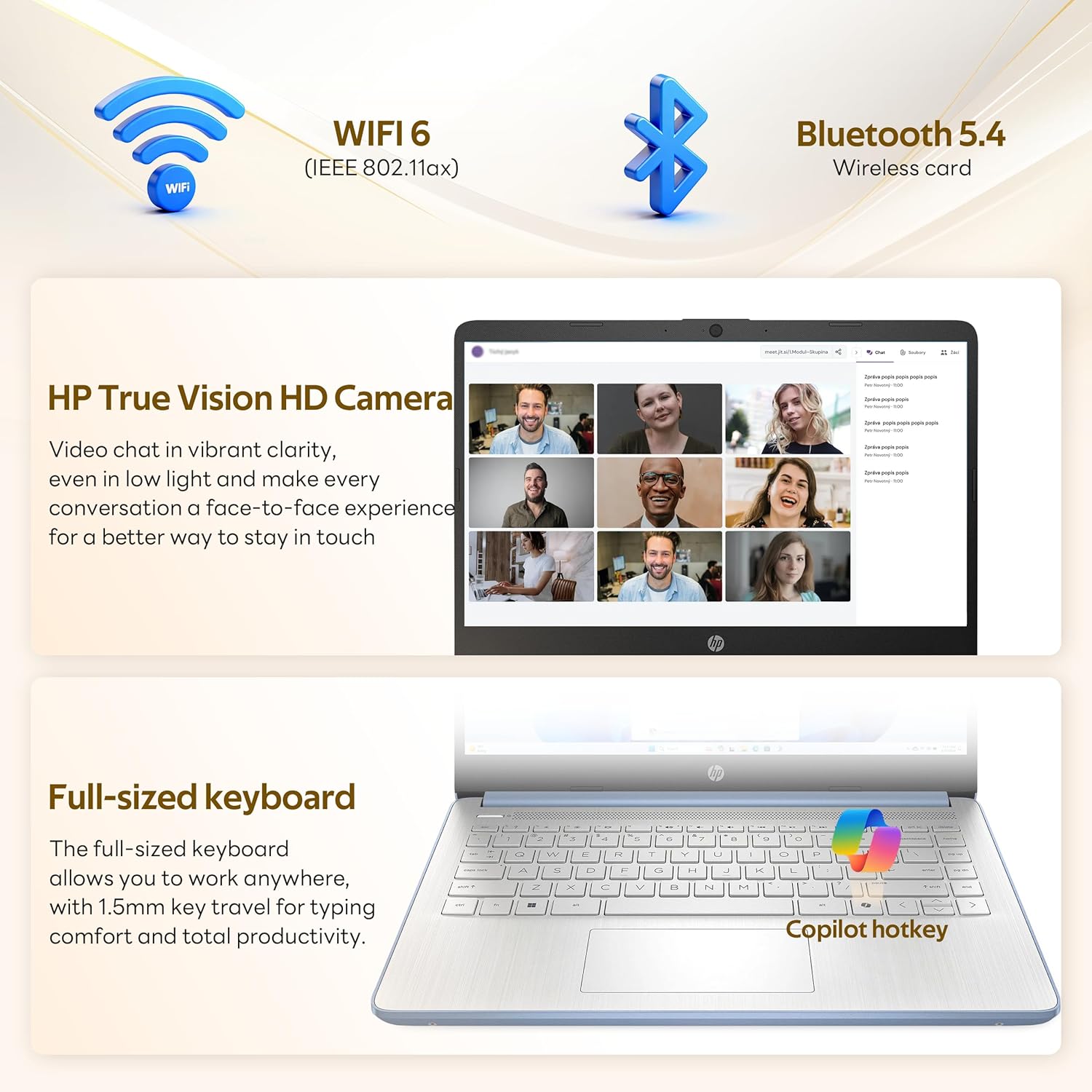 HP Stream 14" Laptop with AI Copilot  Flagship for Students & Business  13th Gen Intel 4-Core  4GB RAM  1.12TB Storage (128GB UFS + 1TB Docking Station)  Office 365 1-Year  Win 11 S  Sky Blue