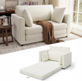 Convertible Sofa Bed, 2 in 1 Pull Out Loveseat Sleeper Sofa | 78.7” Folding Floor Sofa Bed for Guest Room, Bedroom | Ivory White