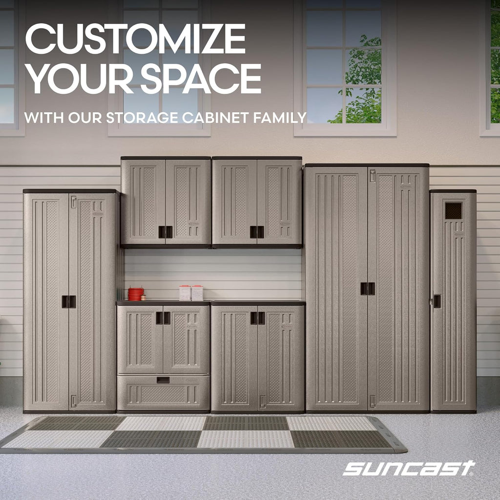 Suncast 36" Resin Base Garage Storage Cabinet, Platinum, Made in the USA