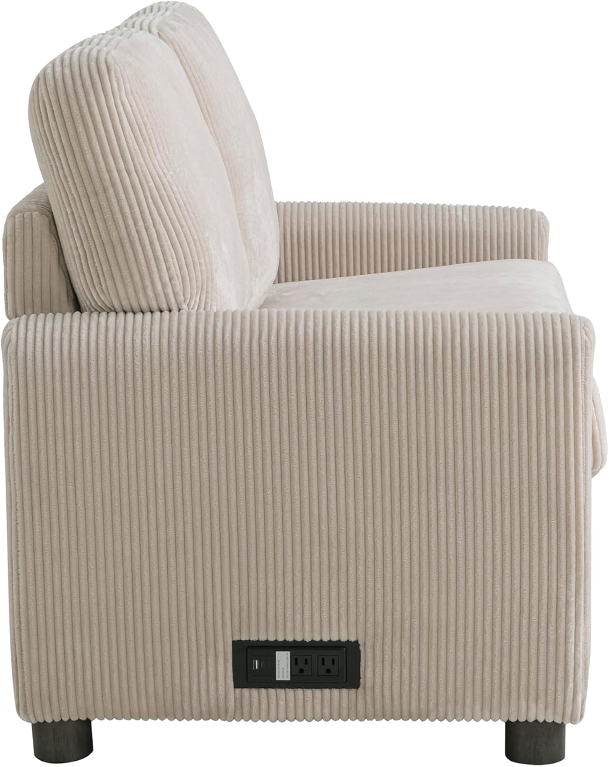 Serta® Darnold 53.5" Pull-Out Sleeper Loveseat, Twin Size, Dreamcoil® Comfort, Memory Foam Pull-Out Mattress, USB-C and USB-A Power Ports, Soft Corduroy Fabric, Beige