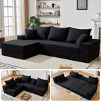 108'' Modular Sectional Couch, Modern 3-Seater Boneless Cloud Sleeper Sofa, L-Shaped Convertible Sectional with Non-Slip Bottom, No Assembly Required, Black