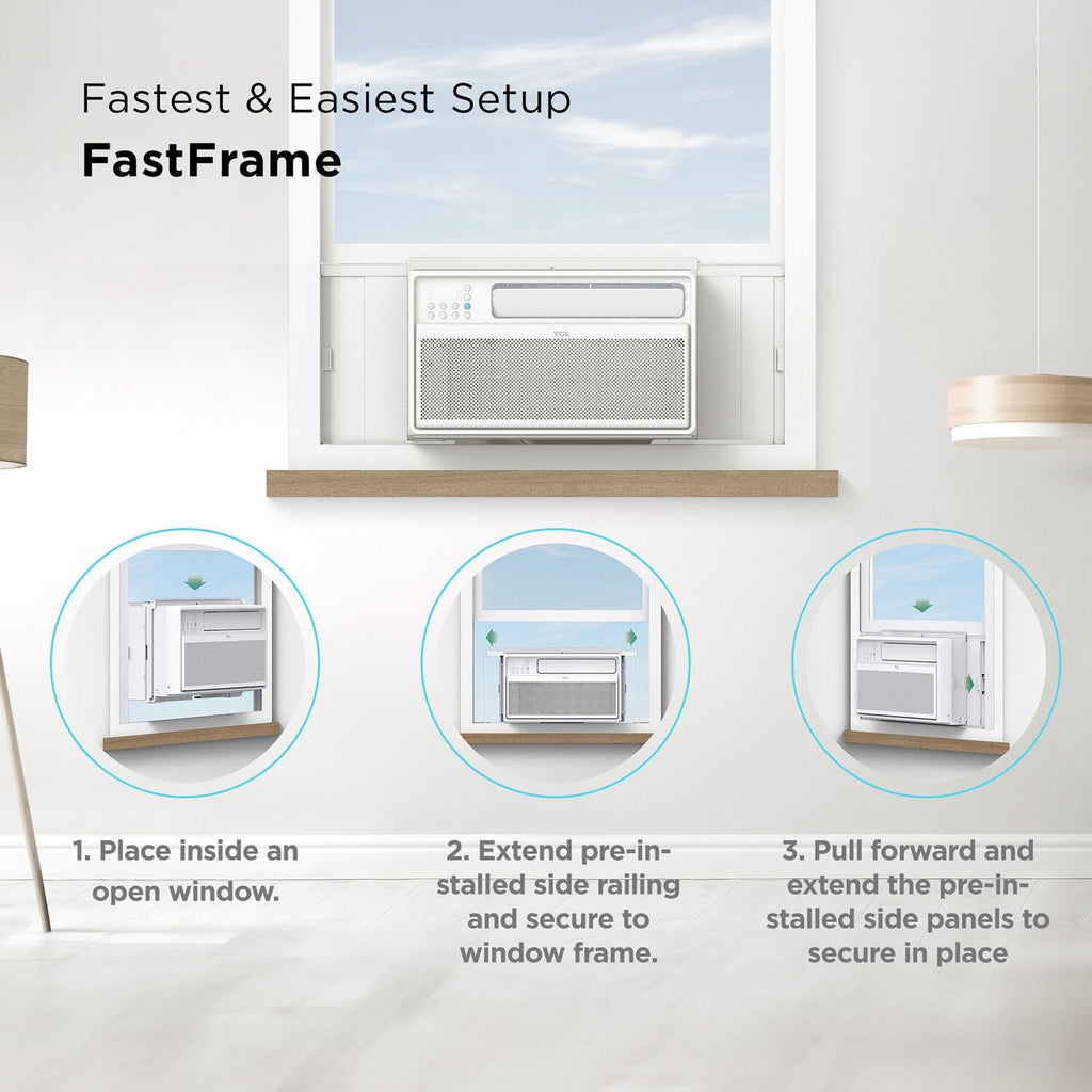 TCL 12,000 BTU Q-Series Smart Inverter Window AC, 115V, Inverter AC for Rooms up to 550-Sq. Ft., Ultra-Quiet, 38% Energy Saving, EZ Install, Open-able Window, Works with Alexa and Google Assistant
