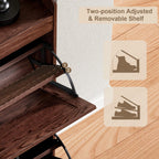ChooChoo Shoe Storage Cabinet with 2 Flip Drawers, Deodorizing Shoe Organizer Storage for Entryway, Freestanding Hidden Slim Narrow Shoe Rack Cabinet, Walnut