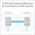 NETGEAR Orbi Whole Home Tri-Band WiFi 6 Mesh Network System (RBK753P) – Router with 2 Satellite Extenders – Security Features - Coverage up to 7 500 sq. ft.  75 Devices - AX5200 (Up to 5.2Gbps)