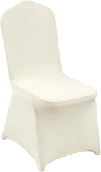 VEVOR 50 Pcs Flat-Front Chair Covers Polyester Spandex Chair Cover Stretch Slipcovers, Wedding, Holiday, Banquet, Party, Celebration, Dining, Beige
