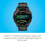 Garmin Forerunner 265 Running Smartwatch  Colorful AMOLED Display  Training Metrics and Recovery Insights  Black and Powder Gray (Renewed)