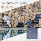 Sweetcrispy Zero Gravity Chairs, Set of 4 Portable Recliner Beach Camping Patio Outdoor Folding Lounge Chair with Cup Holder Trays and Adjustable Pillow for Poolside, Garden, Backyard, Lawn (Blue)