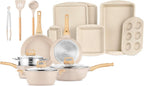 Bakken-Swiss 20-Piece Kitchen Cookware Set – Granite Non-Stick – Eco-Friendly – for All Stoves & Oven-Safe