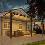 AECOJOY 16' x 12' Gazebo Outdoor Pergola for Patio  12x16 Large Wall-Mounted Hard Top Lean to Metal Gazebo Shelter Pergolas and Gazebos Clearance with Patio Roof  Heavy Duty Awnings for Decks