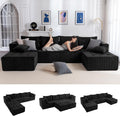 MAXYOYO 129.5" Modular Sectional Sofa Couch, U Shaped Modern Cloud Couch with 2 Ottomans, Sofa in A Box, Tufted 6-Seat Boneless Sleeper Chair for Living Room, No Assembly Required, Black