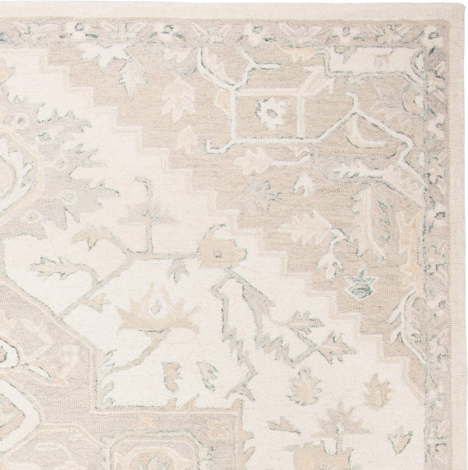 SAFAVIEH Area Rug 8x10 - Micro-Loop Collection - Large - Ivory & Beige, Handmade Wool, Shabby Chic Design, Ideal for Living Room, Bedroom, Office, Dining Space (MLP503B)