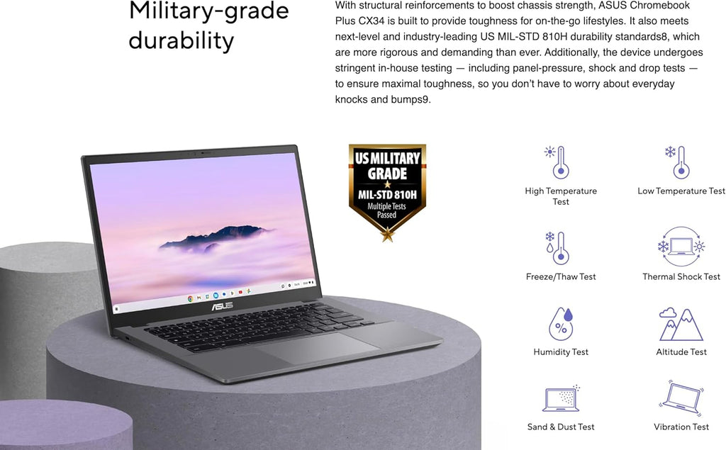 ASUS Chromebook Plus CX34 14.0" Touchscreen FHD Display (Intel i3-1215U  Intel UHD  8GB LPDDR5  128GB SSD  Backlit KB  WiFi 6  Webcam  Bluetooth 5.4  Chrome OS) (Renewed)