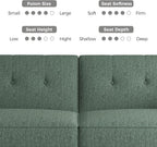 89” Futon Sofa Bed,Comfy Futon Couch Bed with 2 Square Pillows,Convertible Sleeper Sofa with Adjustable Backrest& Armrests, Modern Loveseat Sleeper for Living Room, Bedroom, Linen Green