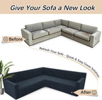 Arfntevss Stretch Sectional Couch Covers L Shaped Corner Sectional Sofa Cover Washable Jacquard Soft Fleece U Shape Sofa Slipcovers Anti Slip Furniture Protector for Dogs Pets (X-Large, Dark Blue)
