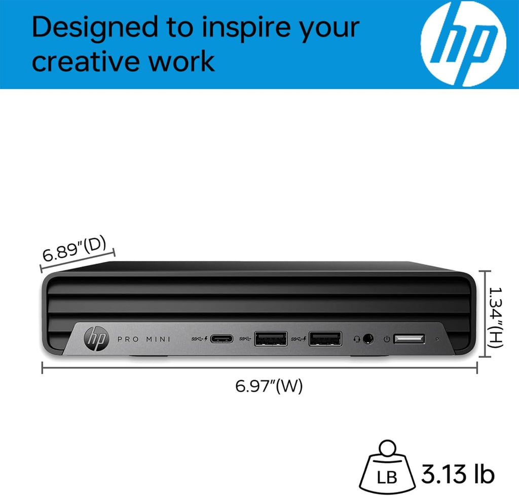 HP Pro Mini 400 Desktop Computer PC with Intel i7-12700T  (12C/20T)  16GB RAM  512GB SSD  Triple 4K Display (DP 1.4/HDMI 2.1)  WiFi and Bluetooth  Windows 11 Pro (with Keyboard & Mouse & Stand)  Black