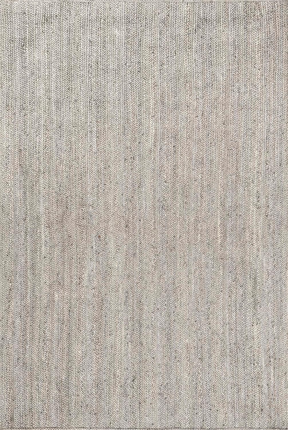 nuLOOM 8x10 Rigo Jute Hand Woven Area Rug, Grey, Solid Farmhouse Design, Natural Fiber, For Bedroom, Living Room, Dining Room, Hallway, Office, Kitchen, Entryway