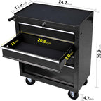 4-Drawer Rolling Toolbox Cabinet, Large Capacity Metal Toolbox with Wheels and Key Lock, Rolling Toolbox Organizer Toolbox, Heavy-Duty Industrial Service cart Storage Organizer