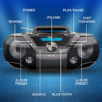 Philips Portable CD Player Boombox Bluetooth with Cassette Player All in one Powerful Stereo Boom Box CD Player for Home Mega Bass Reflex Speakers  Radio/USB/MP3/AUX Input with Backlight LCD Display