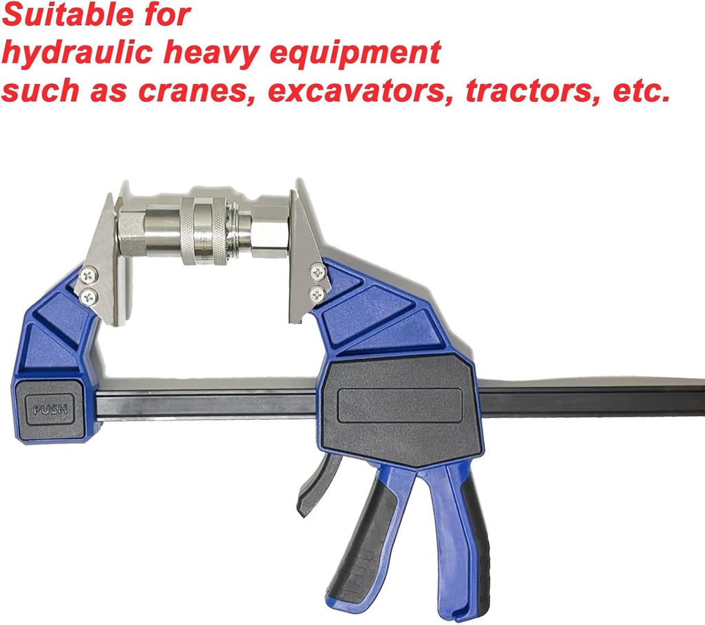 18” Quick Coupler Mate Pipe Clamps Includes 4 Duo-Jaw Sets(2 * 1/2" + 3/4" and 2 * 7/8" + 3/8" Jaw) for Hydraulic Pipe Clamps Quick Coupler Tool Suitable Excavators, Tractors etc.