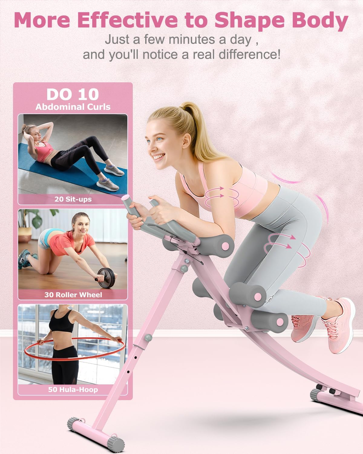 GIKPAL Ab Machine, Adjustable Trainer for Home Gym, Ab Crunch Exercise Equipment for Beginner
