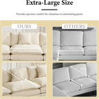 111.5" Beige Modular Sectional Sofa, 3 Seater Large Sectional Couches for Living Room, Ivory Off-White Chenille Fabric Oversized Cloud Couch with Ottoman, Modern Sofas Set, Sofas para Sala, U Shaped